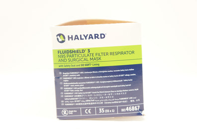 Halyard 46867 Fluidshield 3 N95 Particulate Filter Respirator & Mask - Box of 35